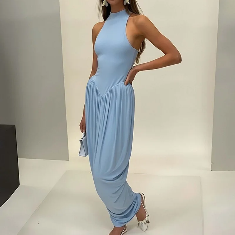 Elegant Sleeveless Round Neck Maxi Dress — Image 8