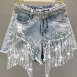 Elegant Summer High-Waisted Shorts with Tassels — Image 5