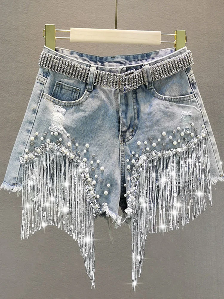 Elegant Summer High-Waisted Shorts with Tassels