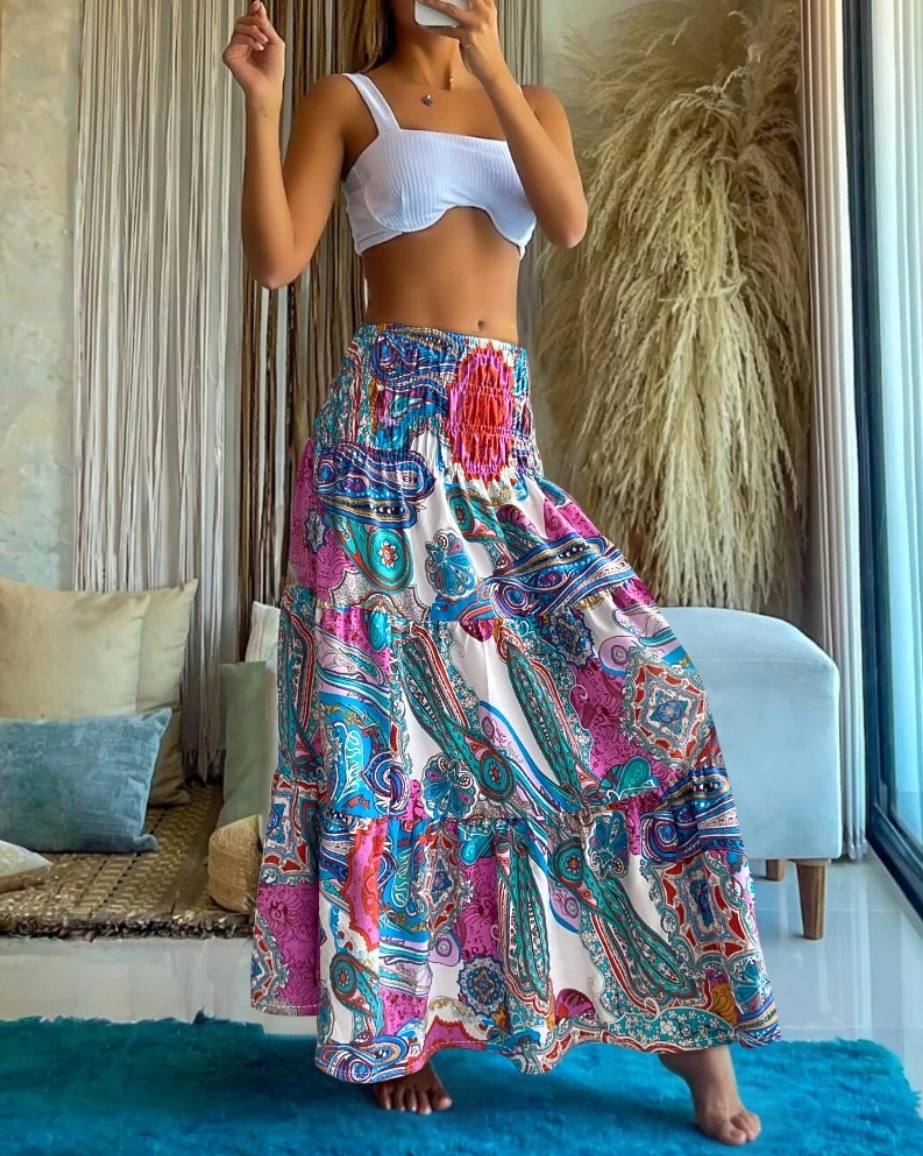 Layered Floral Maxi Skirt