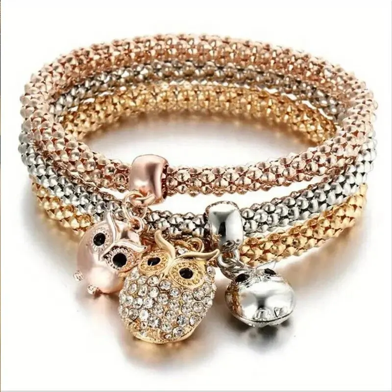 3-Piece Heart Lock and Key Bracelet Set