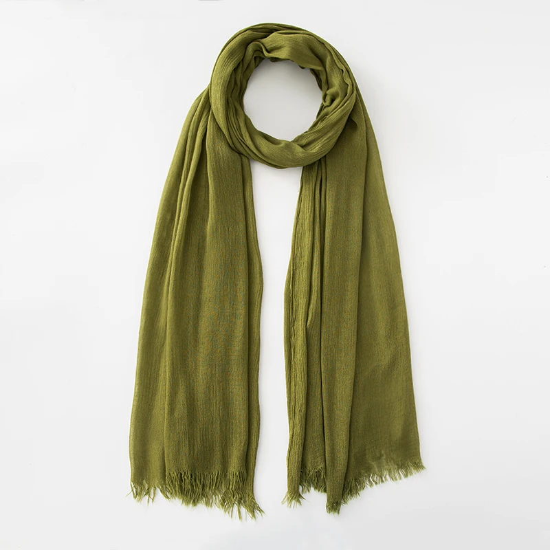 Solid Cotton Hijab with Fringe — Image 44