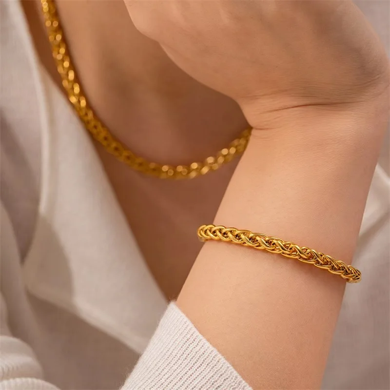 Stainless Steel Necklace and Bracelet Set