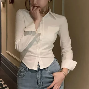 Korean-Style Chiffon Shirt with Buttons and Pocket