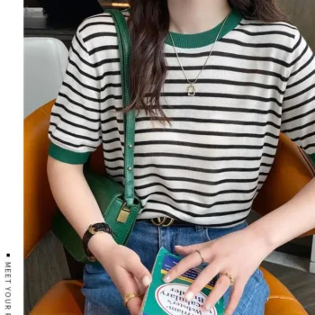 Striped Knitted Summer T-Shirt