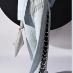High Waist Wide-Leg Jeans with Sparkly Cutout Details — Image 3