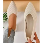 Solid Knitted Pointed-Toe Flats