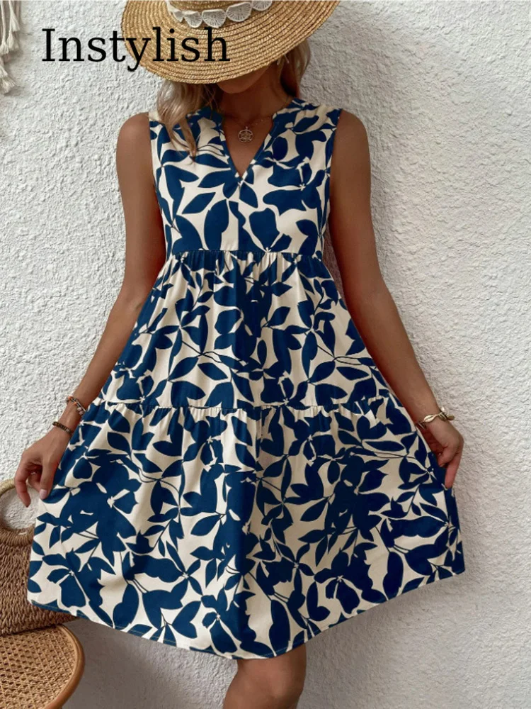 Boho Sleeveless V-Neck Summer Mini Dress