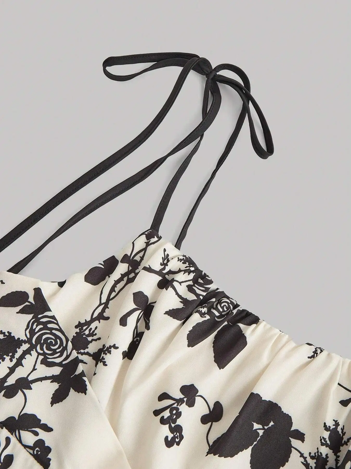 Floral Flared Midi Dress with Spaghetti Straps