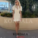 Elegant Puff Sleeve Summer Short Dress with Zipper — Image 6