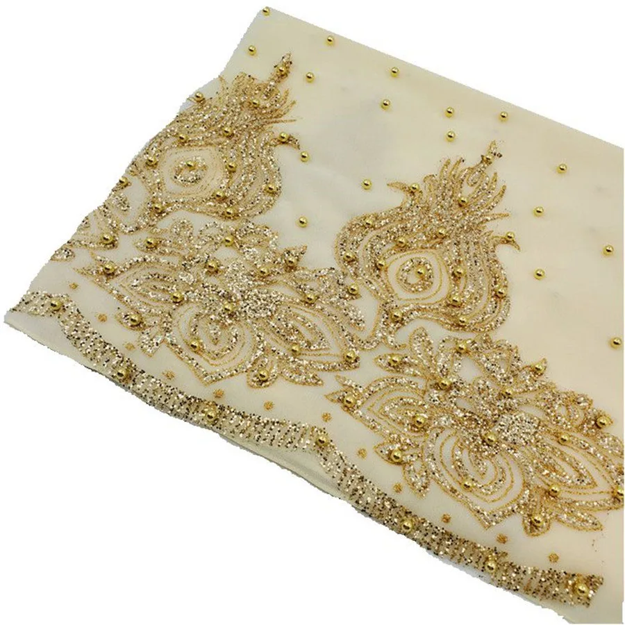 Chiffon Headscarf with Beads and Gold Shimmer — Image 13