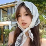 White Lace Triangle Headband — Image 4