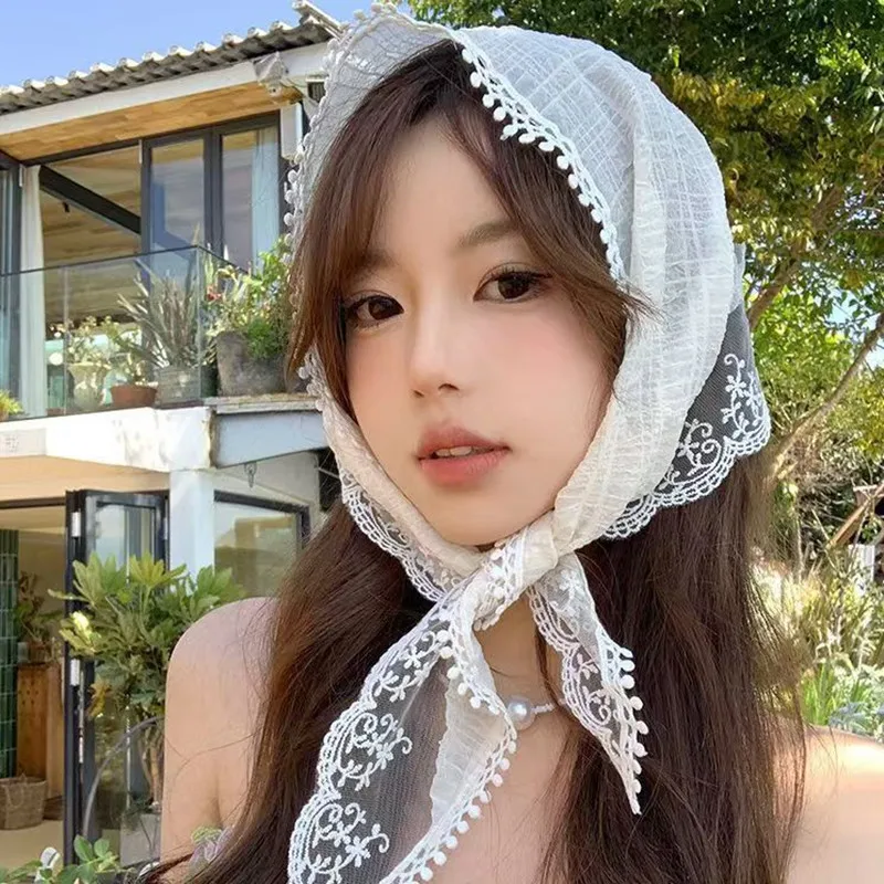 White Lace Triangle Headband