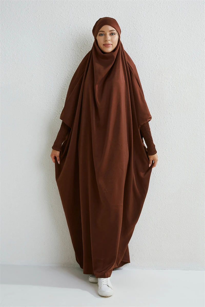 Prayer Abaya with Hood and Ruffled Sleeves