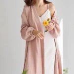 Lightweight Cotton Gauze Long Sleeve Mid-Calf Robe — Image 2