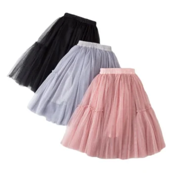 Girls' Lace Cotton Pleated Skirt