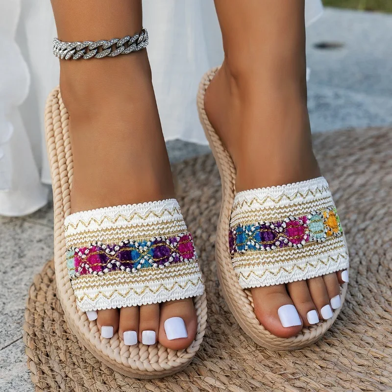 Boho Slippers with Fringe