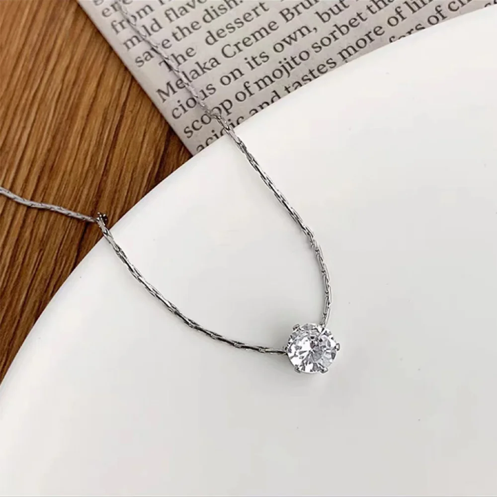 Dainty Gold-Plated Necklace with Zircon Stone