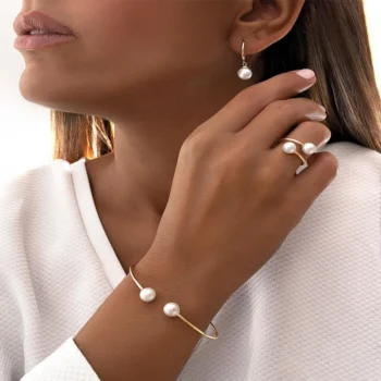 Pearl Set with Earrings, Ring and Bracelet