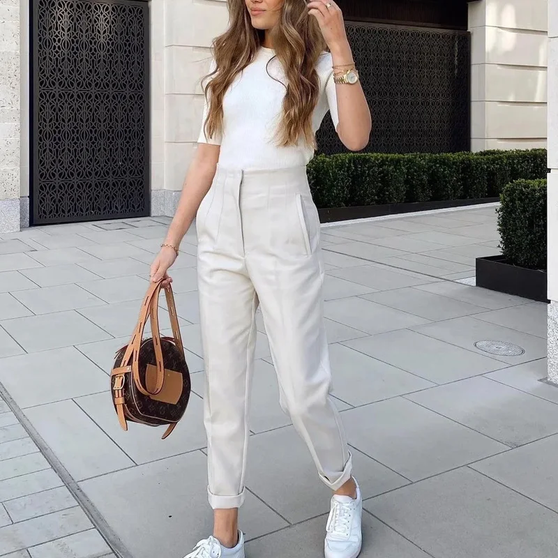 Formal Pleated High-Waisted Pants