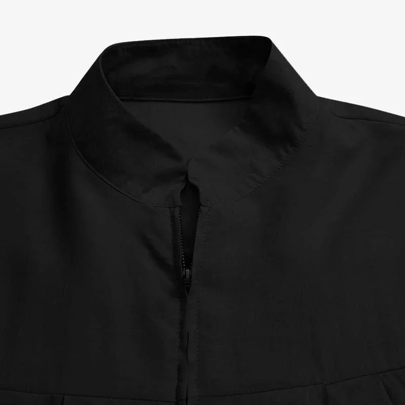 Black Abaya with Stand Collar and Zipper