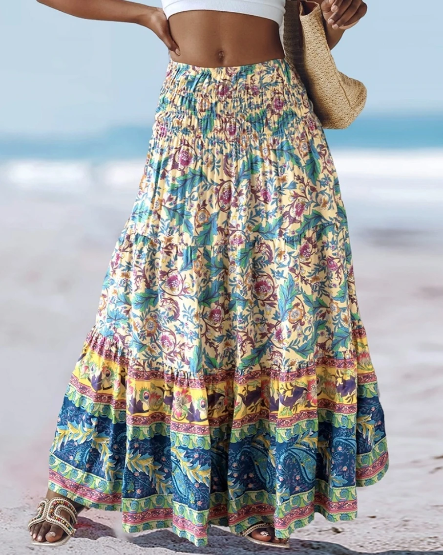 Layered Floral Maxi Skirt