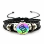 Braided Leather Bracelet with Glass Stone — Image 3
