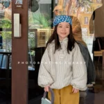 معطف مخطّط قطني دافئ للفتيات — صورة 4