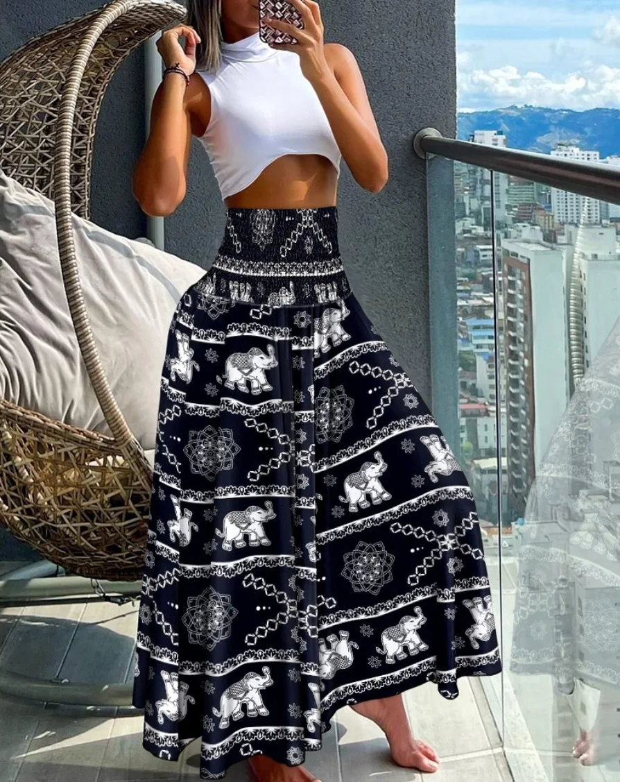 Bohemian Skirt with Elastic Waist