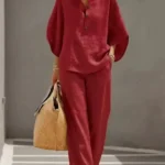 Linen-Feel Set with Wide Sleeves and Elastic-Waist Pants — Image 3