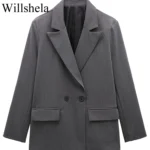Women's Double-Breasted Blazer with Pockets — Image 2