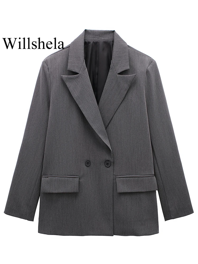 Women's Double-Breasted Blazer with Pockets