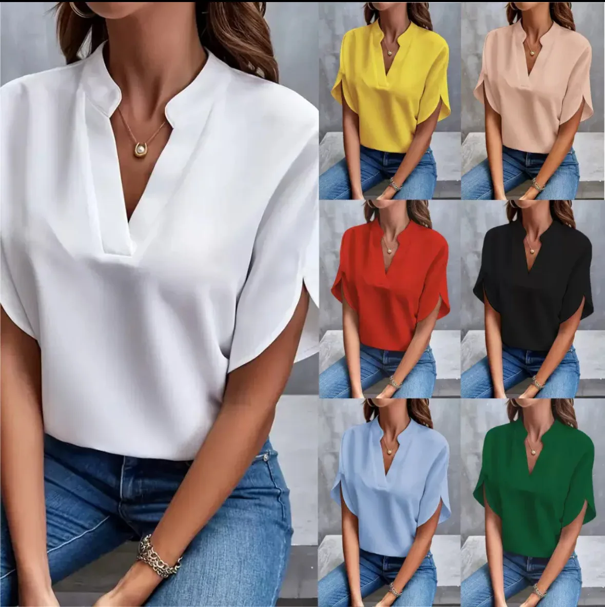 Casual Solid Summer Blouse