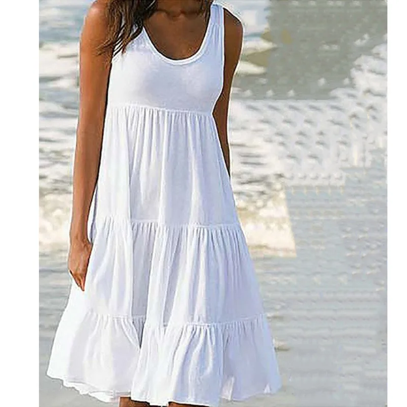 Short Boho Dress with Ruffles and Round Neck — Image 13
