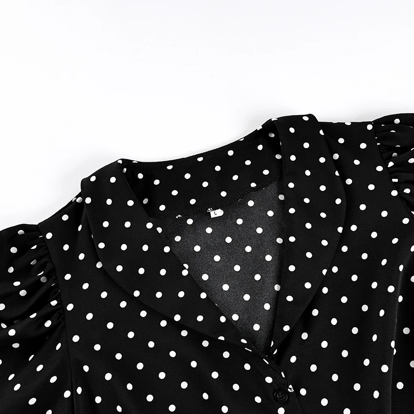 Polka Dot Chiffon Set with Lace Details and Short Skirt