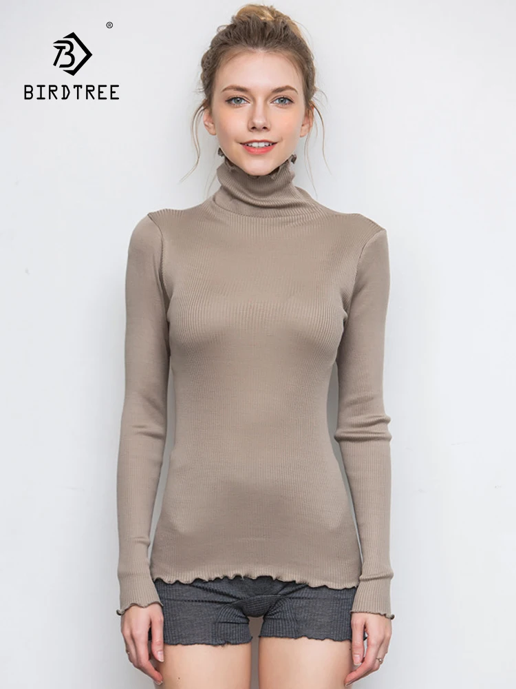 Solid Silk Turtleneck Cardigan