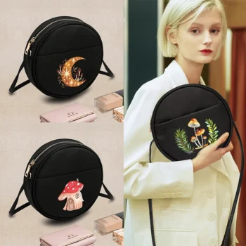 Round Mushroom Print Crossbody Bag