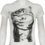 White Cropped Animal Print T-Shirt — Image 6