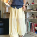 Ankle-Length High Waist Wide-Leg Pants with Tie — Image 5