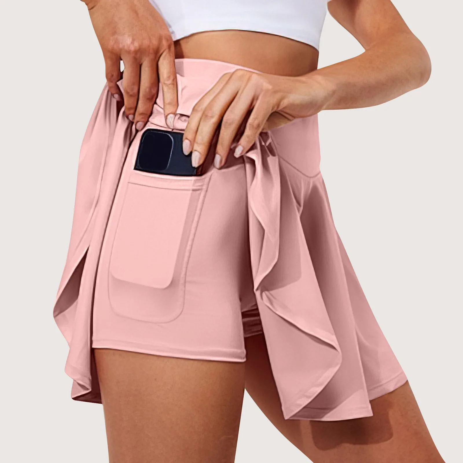 Sports Skirt with Built-In Shorts, Stretch Waist and Side Pockets