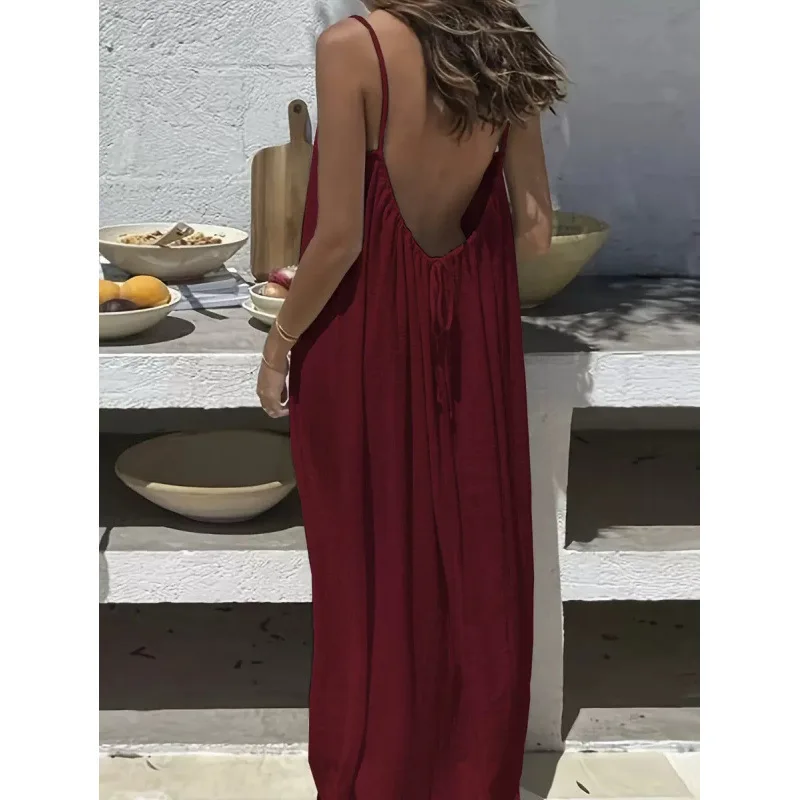 Long Loose Strapless House Dress