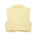Cropped Sleeveless One-Button Vest with Turn-Down Collar — Image 3
