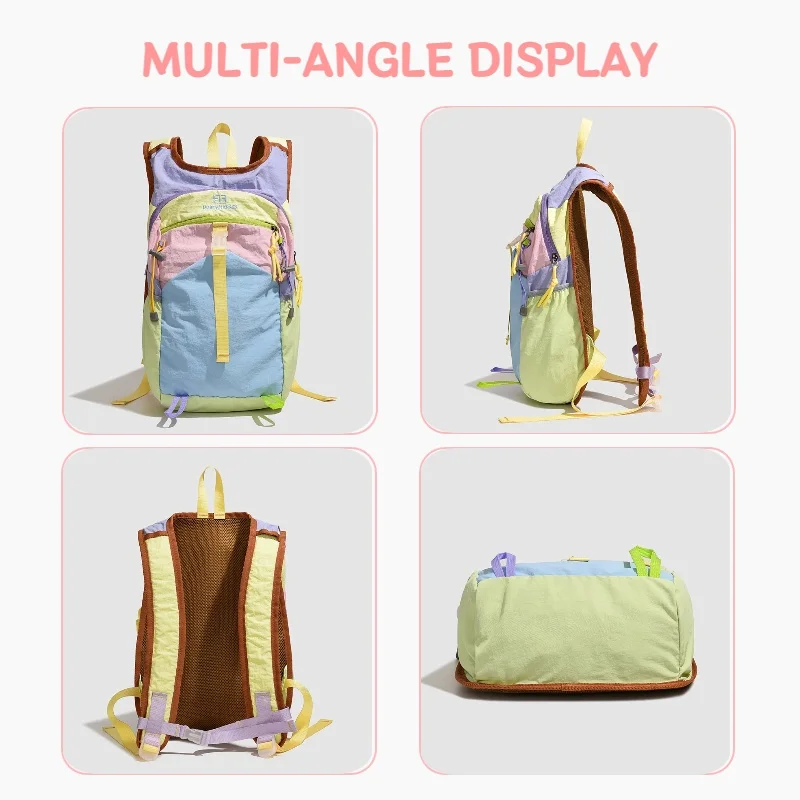 Multi-Pocket Contrast Color Backpack