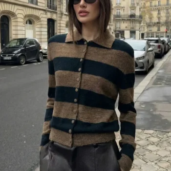 Striped Knitted Cardigan