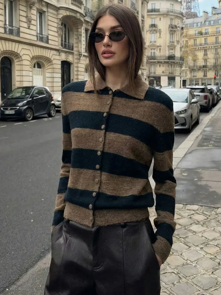 Striped Knitted Cardigan