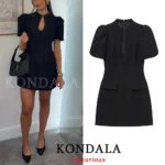 Elegant Puff Sleeve Summer Short Dress with Zipper