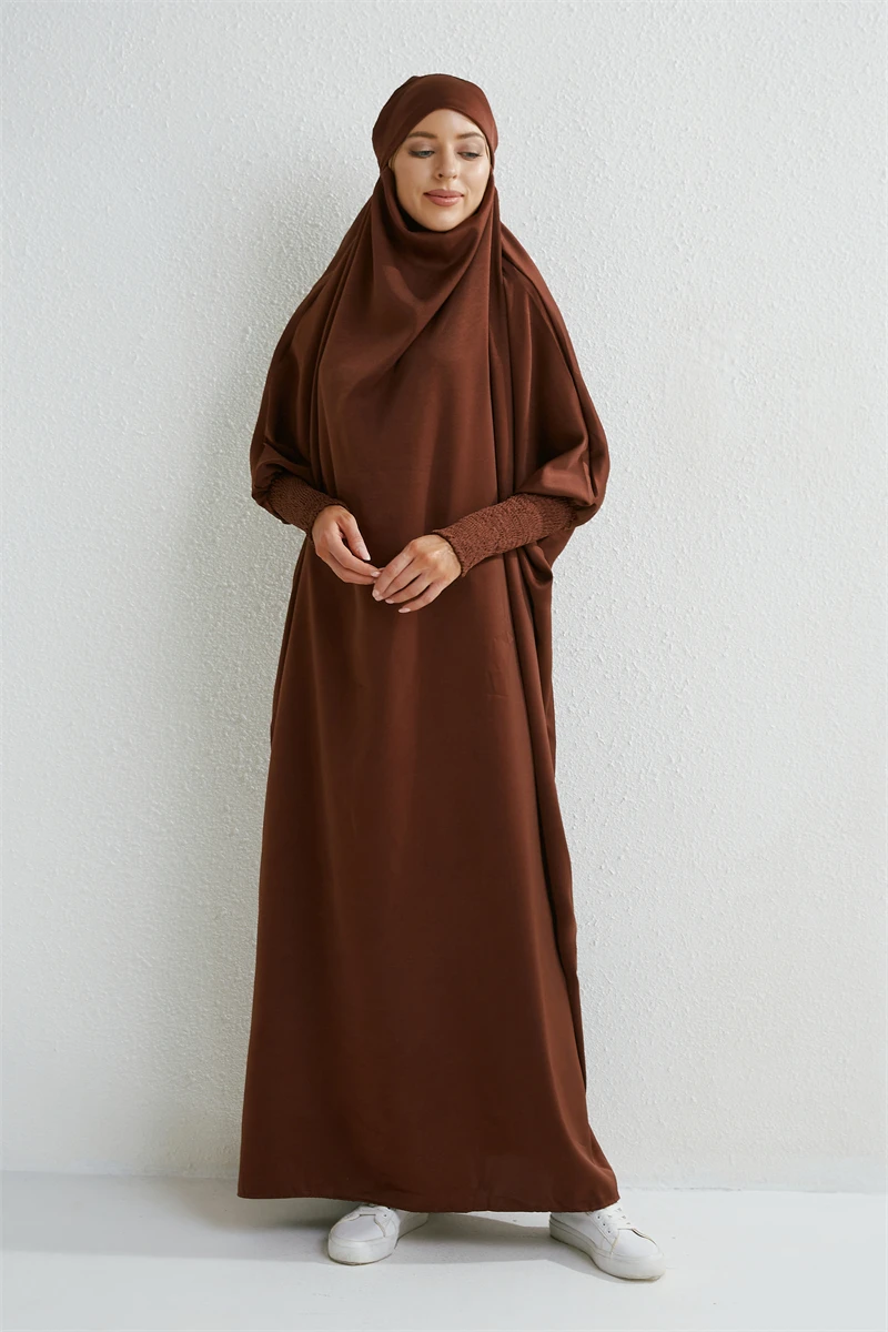 Prayer Abaya with Hood and Ruffled Sleeves