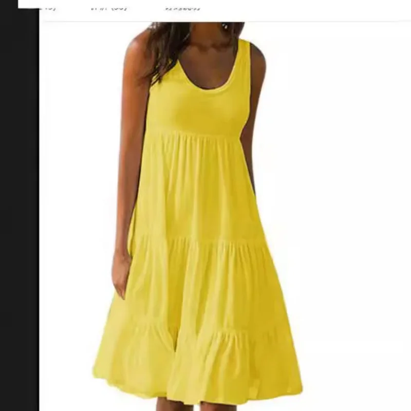 Short Boho Dress with Ruffles and Round Neck