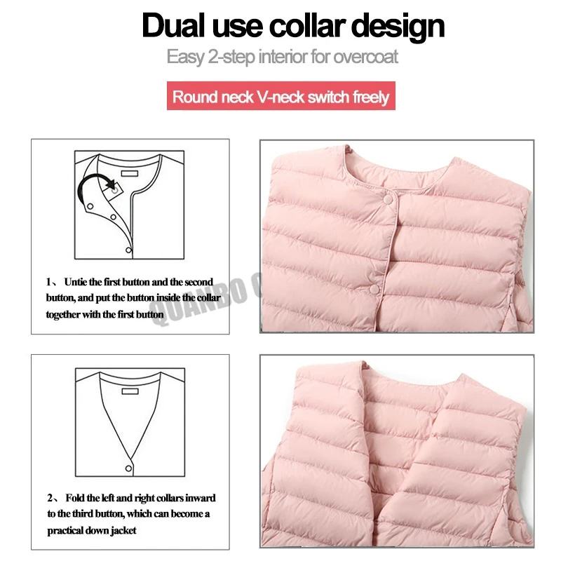 Lightweight Sleeveless Down Vest with Full Opening and Pockets