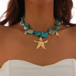 Boho Summer Asymmetric Necklace with Chain — Image 2